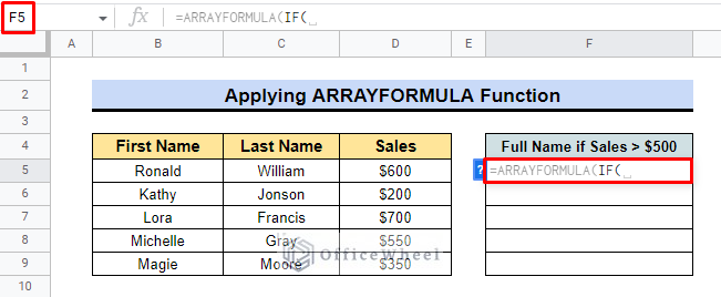input if function in google sheets