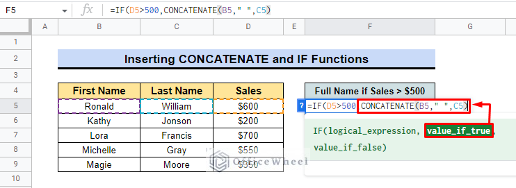 input concatenate as value in if function