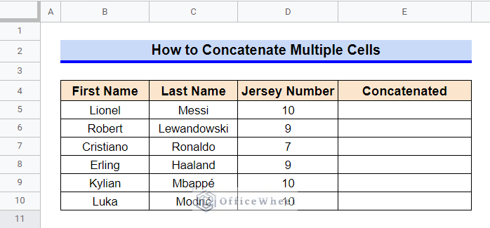 concatenate multiple cells in google sheets