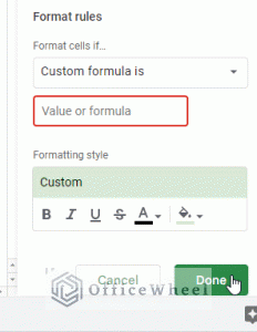 Conditional Formatting Between Two Values in Google Sheets