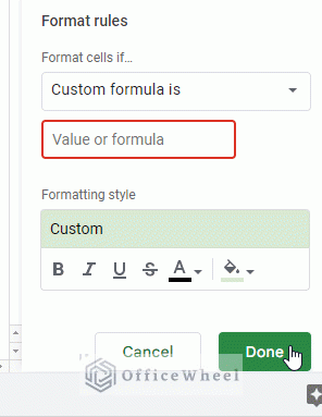 select custom formula is 