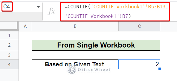 countif from another workbook based on given text