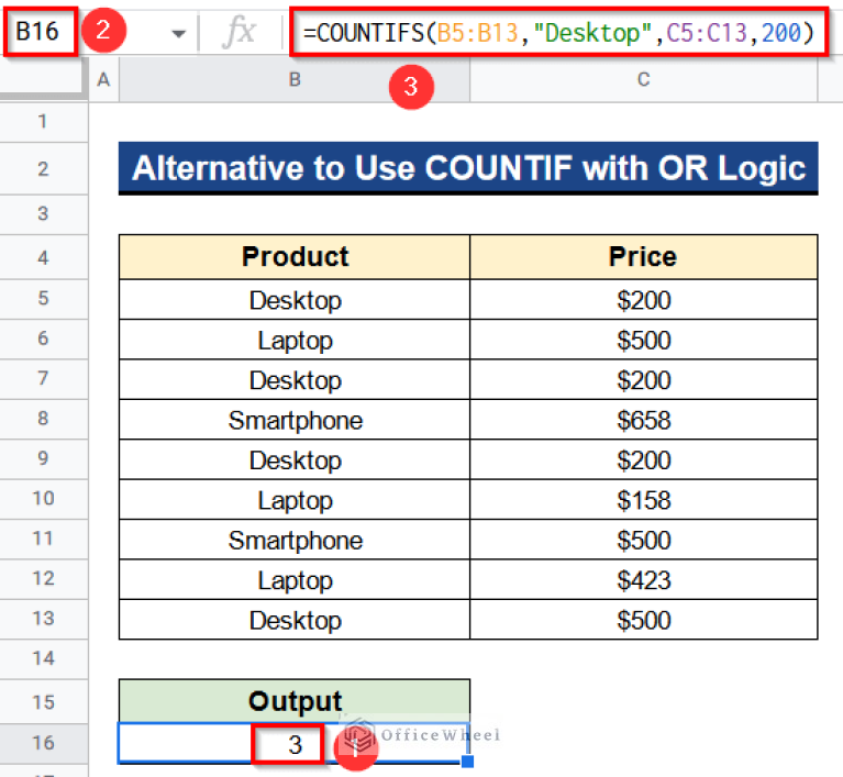 How to Use COUNTIF Function with OR Logic in Google Sheets
