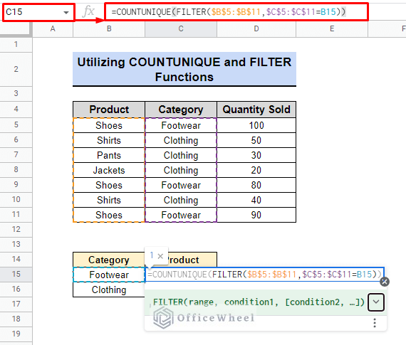 Use COUNTIF Function to Count Unique Values in Google Sheets