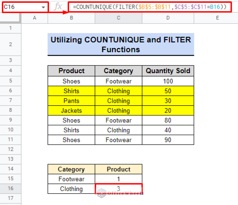 Use COUNTIF Function to Count Unique Values in Google Sheets