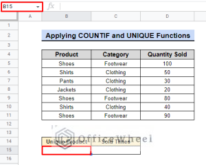 Use COUNTIF Function to Count Unique Values in Google Sheets