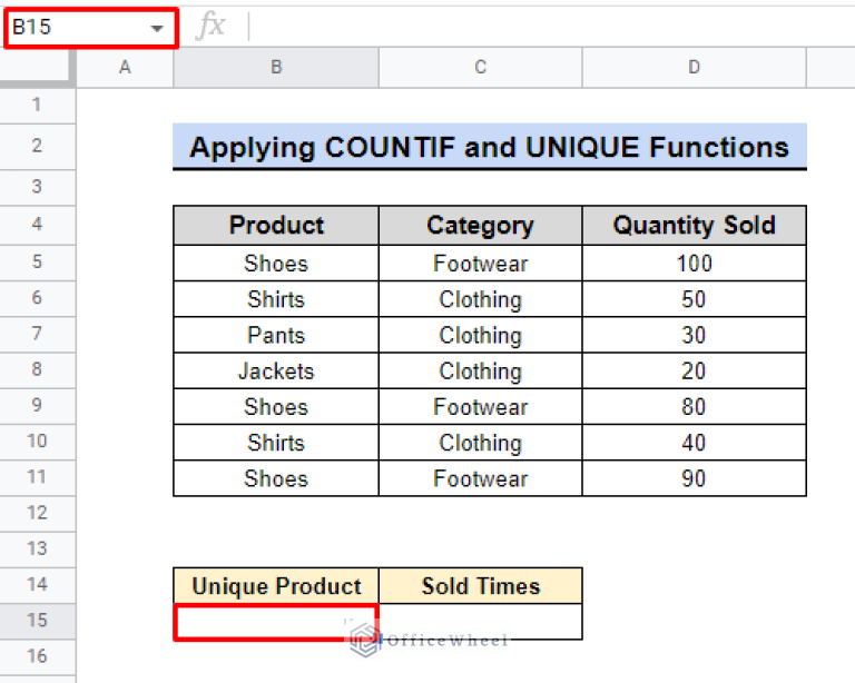 Use COUNTIF Function to Count Unique Values in Google Sheets