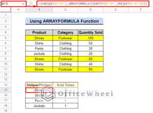 Use COUNTIF Function to Count Unique Values in Google Sheets