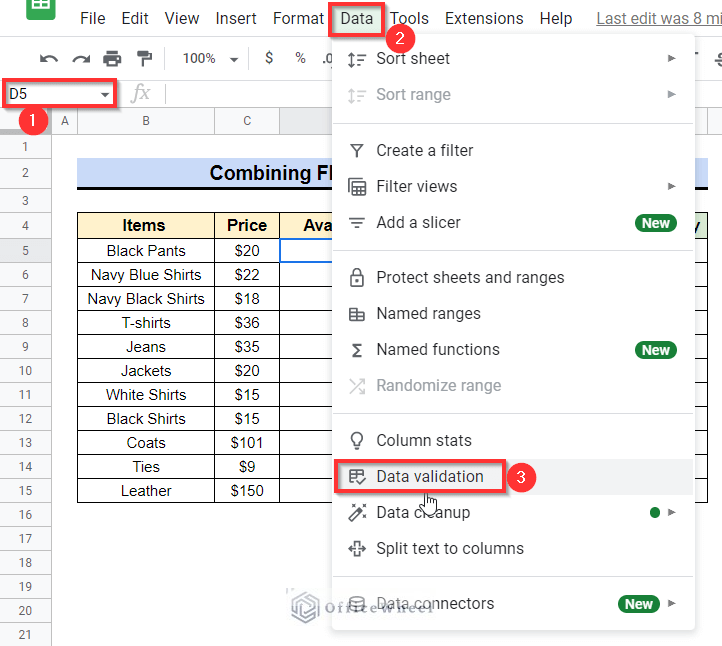 Combining FILTER and QUERY Function to Use Data Validation & Filter in Google Sheets