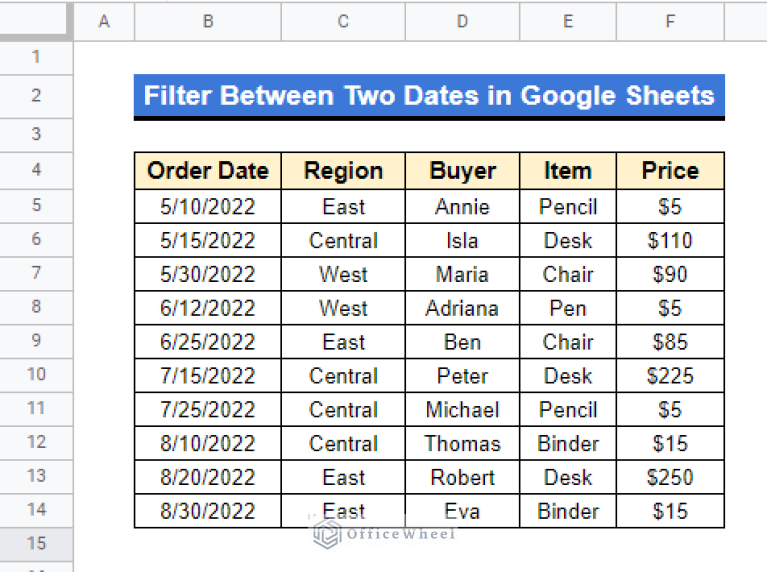 How to filter between two dates in google sheets officewheel