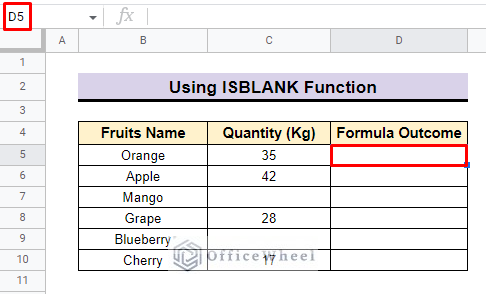 select cell to apply formula