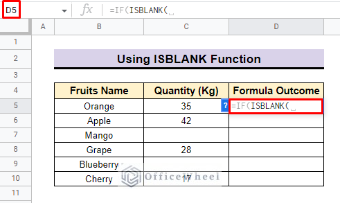 insert isblank to find and replace blank cells