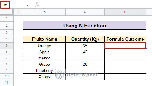 select cell to insert formula
