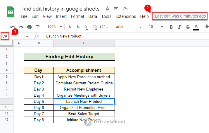Finding edit history from last edit statement in google sheets