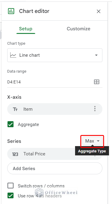 Selecting Aggregate type as Max