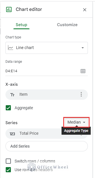 Selecting Aggregate type as Median