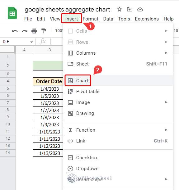 Inserting Charts using selected column in Google Sheets