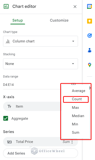 Available Aggregate type in Google Sheets