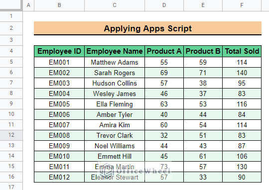 alternating colors every 2 rows in google sheets using app script