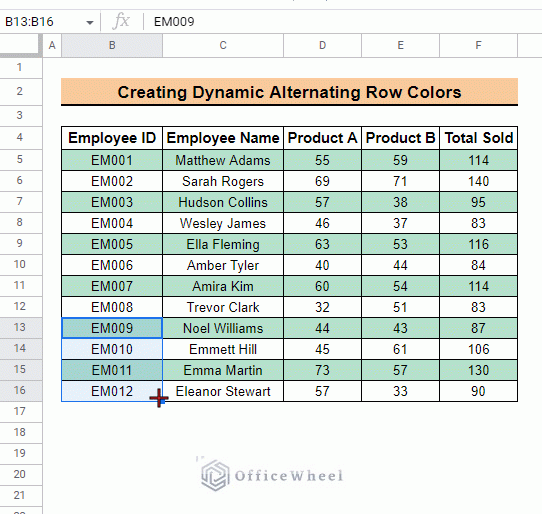 row colors are added dynamically