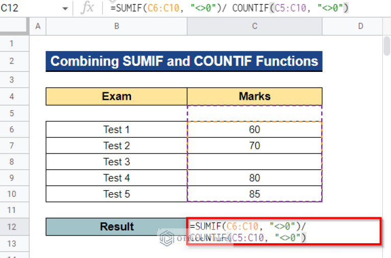 How to Ignore Blank Cells with AVERAGE Formula in Google Sheets