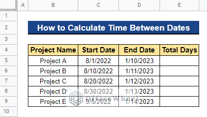 How to Calculate Time Between Dates in Google Sheets