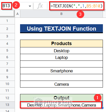 Using TEXTJOIN Function to Concatenate If Cell Is Not Blank in Google Sheets