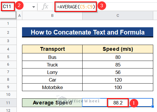 How to Concatenate Text and Formula in Google Sheets
