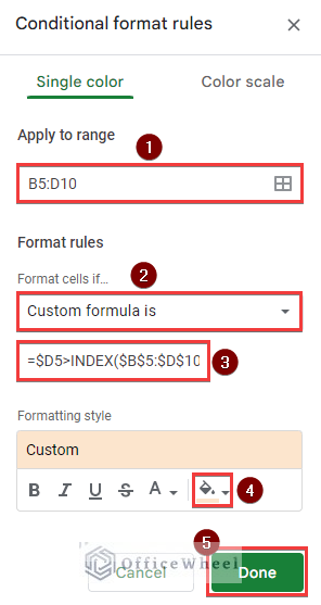 Applying Conditional Format Rules