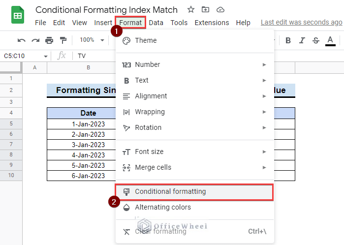 Choosing conditional formatting
