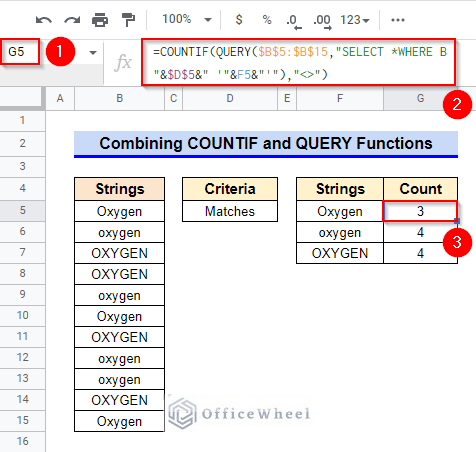 Combining COUNTIF and QUERY Functions to execute Google Sheets case sensitive COUNTIF Operation