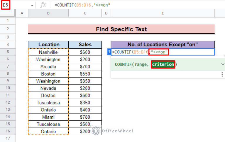 How to Use COUNTIF for Cells Not Equal to Text in Google Sheets