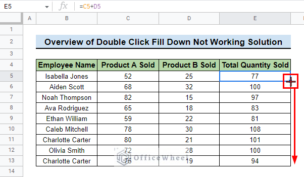 overview of the solution to google sheets double click fill down not working