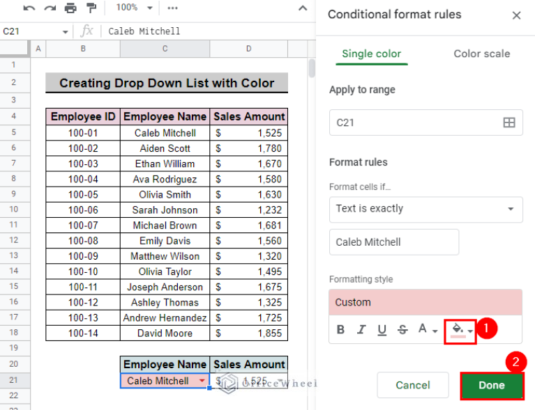 How to Apply Color to Drop Down List in Google Sheets (2 Ways)