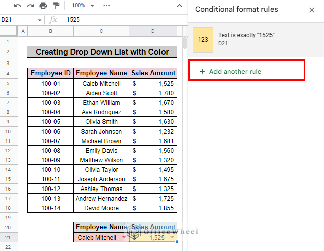 select Add another rule to add different color for different number on the list
