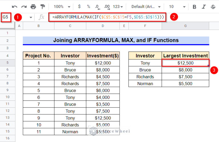 GOOGLE SHEETS FIND MAX VALUE IN COLUMN visual data 6
