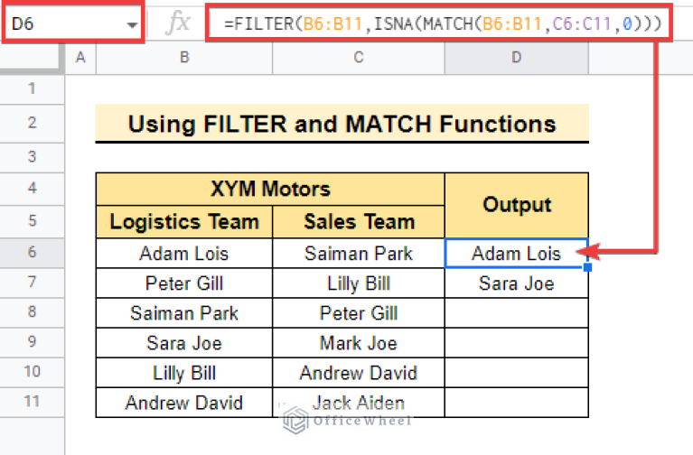 Find Missing Values Between Two Columns