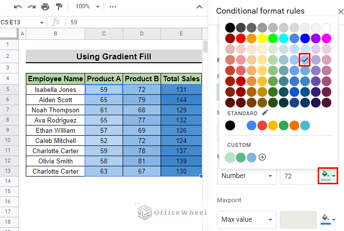 How to Apply Gradient Fill in Google Sheets (With Easy Steps)