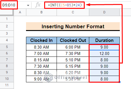 apply int function in google sheets