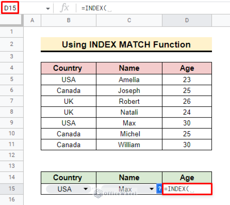 Use of Google Sheets INDEX MATCH in Multiple Columns