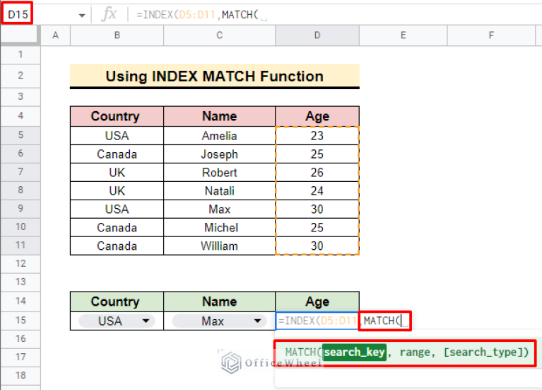 Use of Google Sheets INDEX MATCH in Multiple Columns