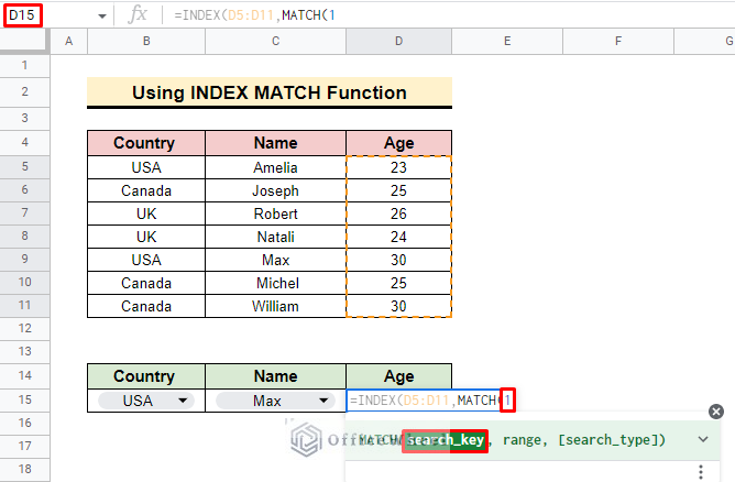 Use of Google Sheets INDEX MATCH in Multiple Columns