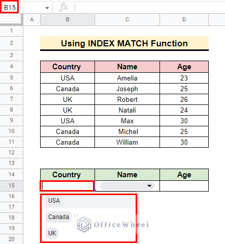 add search key in index match function