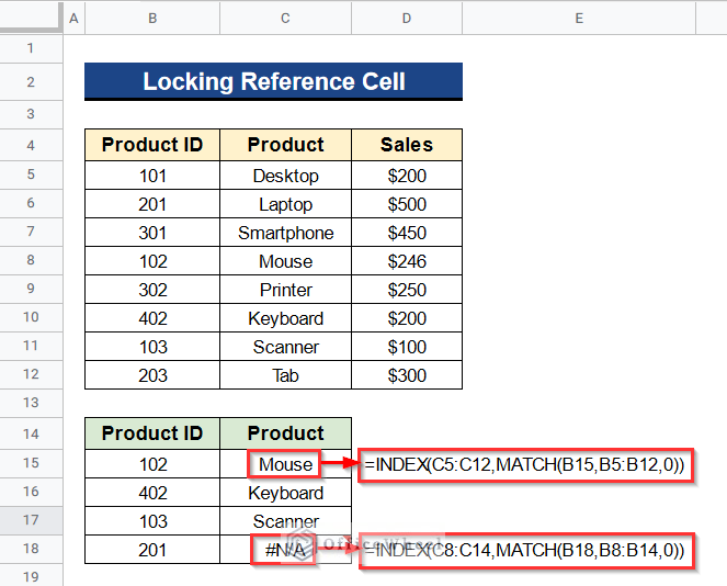 Showing Changes of Lookup Range in Formula for Not Locking Reference Cell