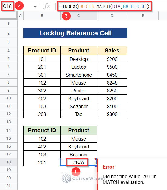 Showing Error Message for Not Locking Reference Cell