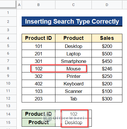 Showing Incorrect Result for Not Inserting Search Type Correctly