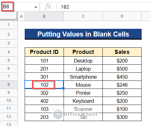 Putting A Value in Blank Cell