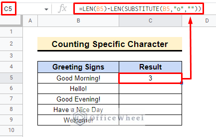 add len function gor specific character