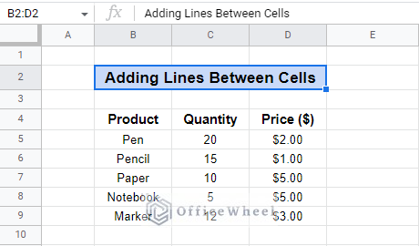 gridline view in google sheets 