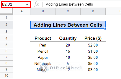 use of bottom border line between cells in google sheets